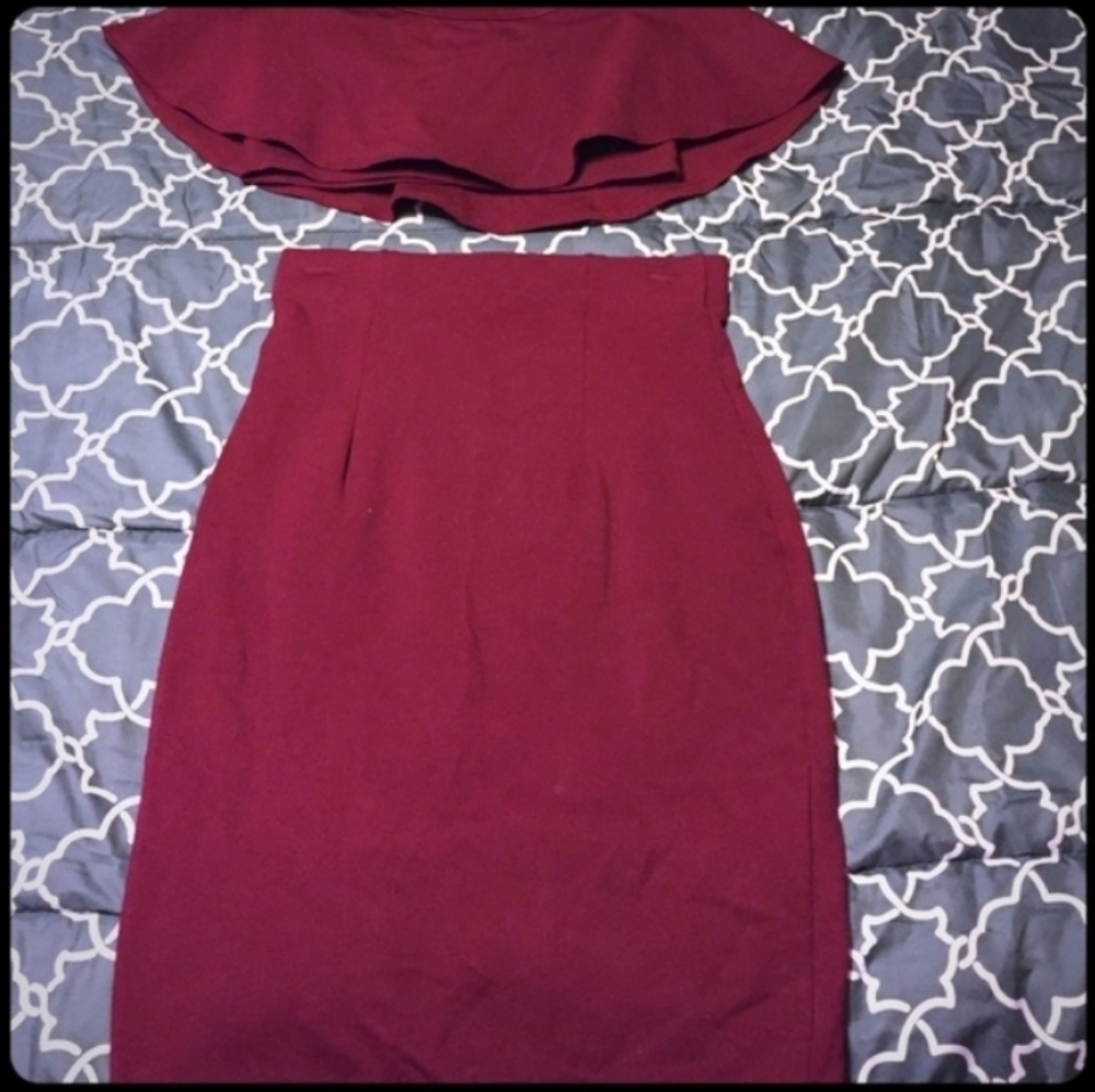 Ruffle 2 piece Bodycon Skirt Set